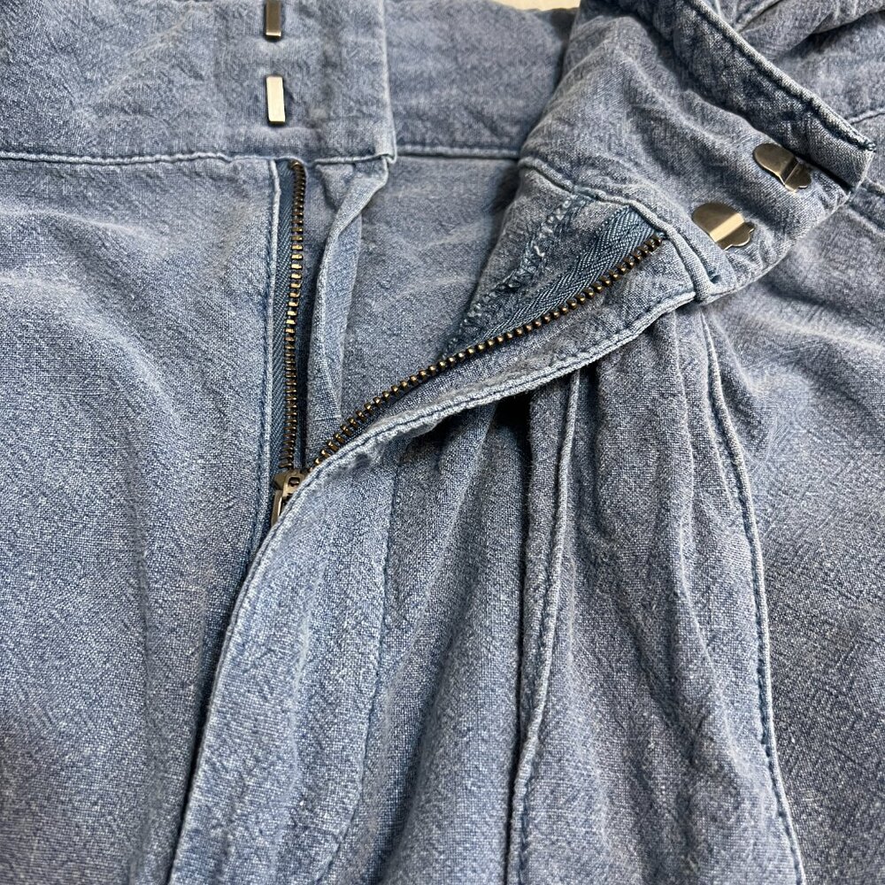 Free People Utility Cargo Midi Skirt Blue Belted Pockets Women's Size 12 - Picture 5 of 10